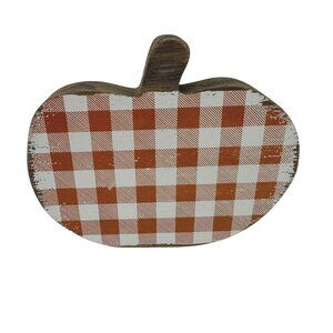 Rustic Orange Buffalo Plaid Pumpkin 5in Collins Fall Autumn Tiered Tray Decor